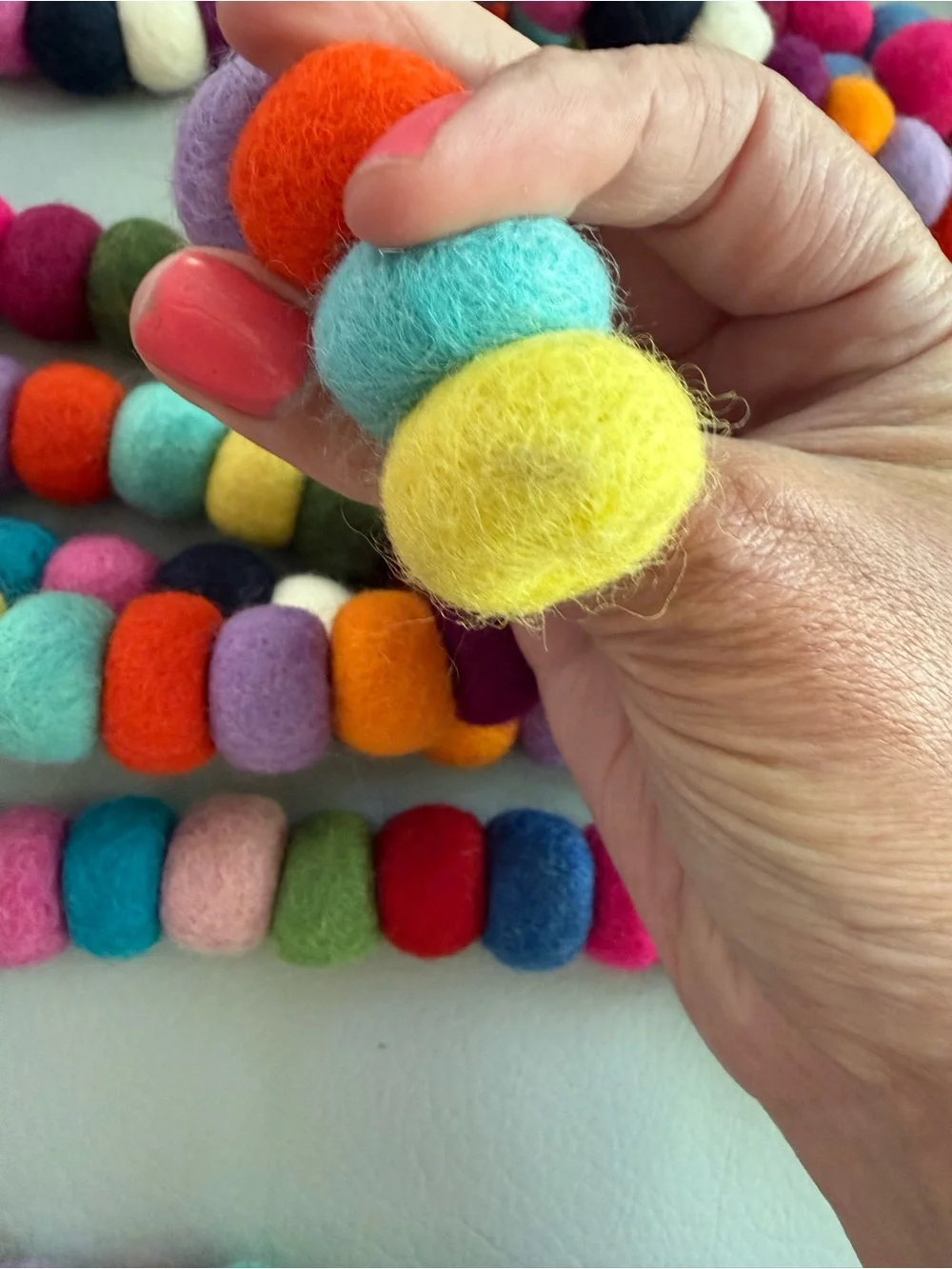 Trader Joe’s Christmas Rainbow Wool Garland 9 Feet Long - SET OF 5 Garlands